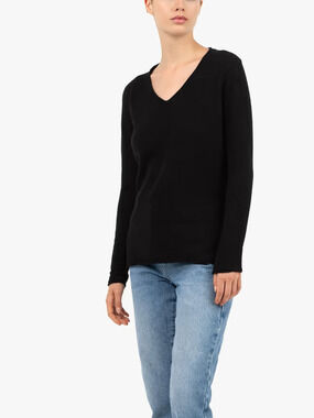 SUTTON STUDIO black 100% Cashmere V-Neck Sweater Women’s Size L A009541